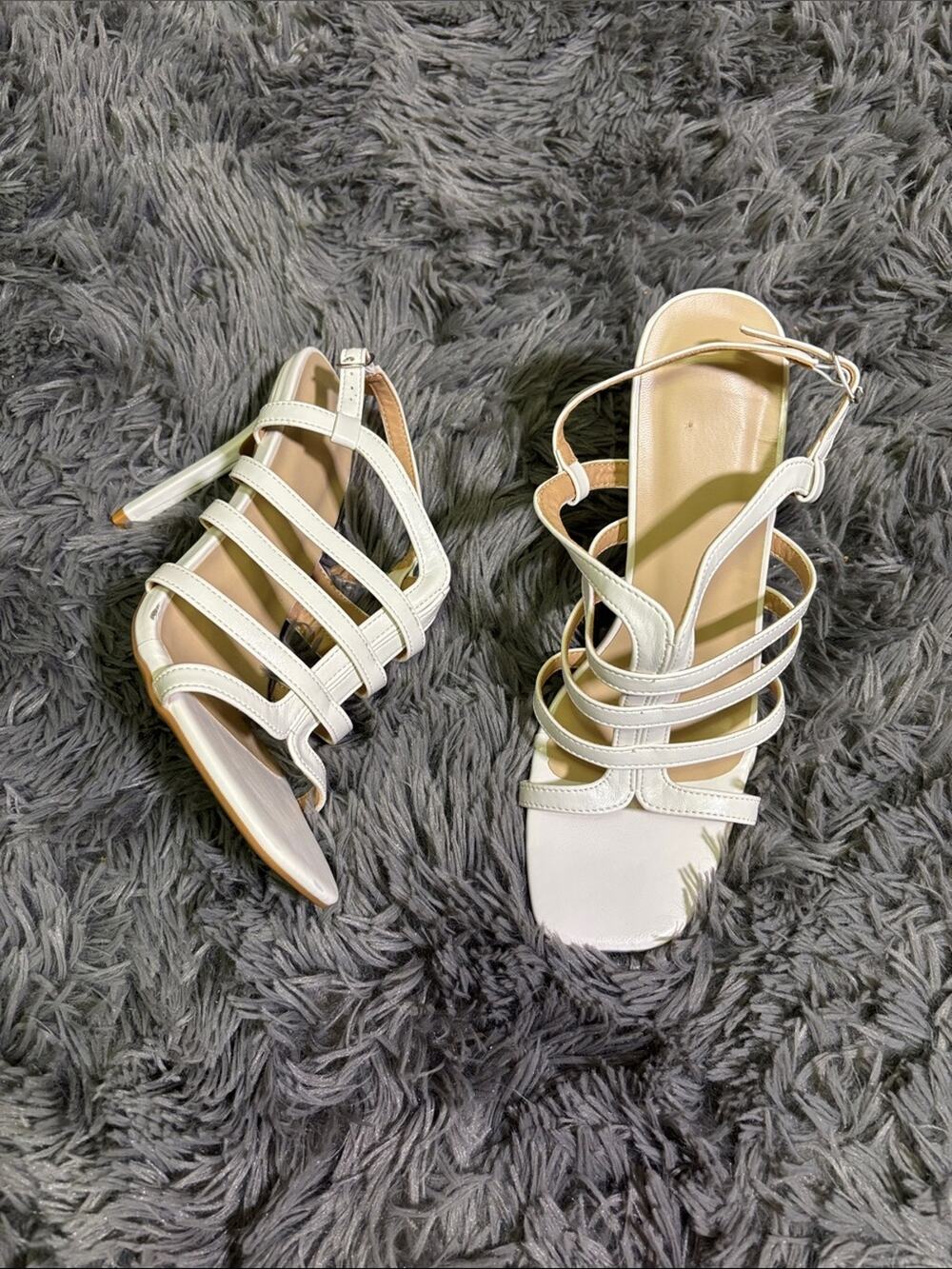 Strappy White Women's Heeled Sandals nwot